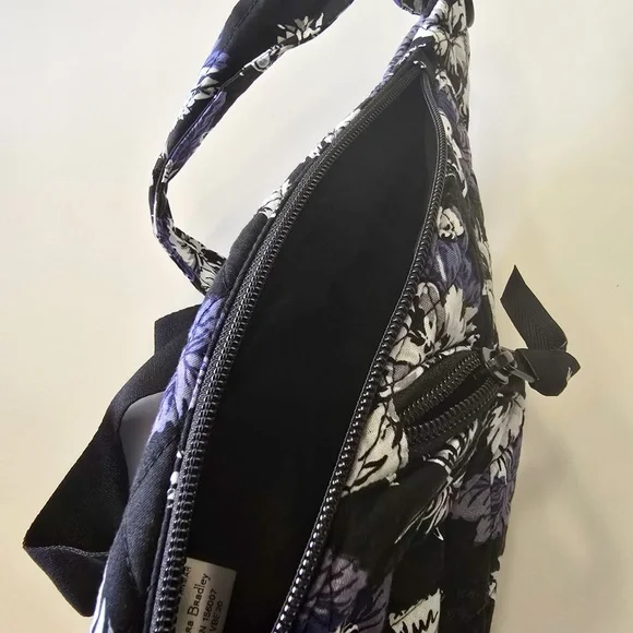 Vera Bradley Quilted Sling Backpack – Black, Purple, Gray & White | Like New - Picture 7 of 8